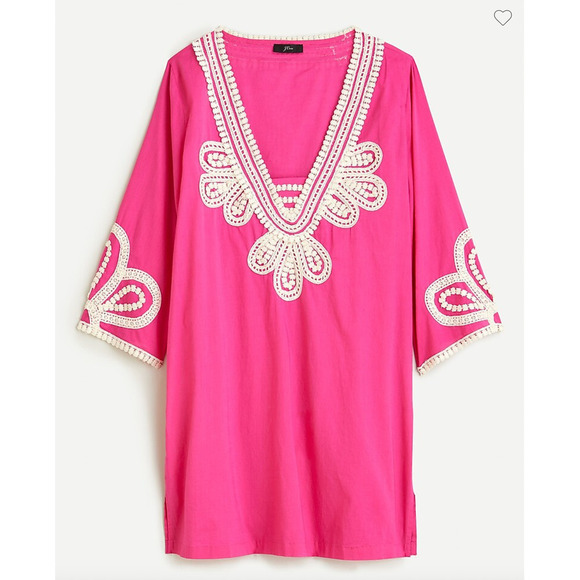 J.Crew Corded Trim Short Tunic Beach Coverup in Neon Flamingo Pink, XS‎ - Picture 1 of 10